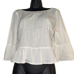 Bebe Elegant White Women's Top with Ruffle Sleeves